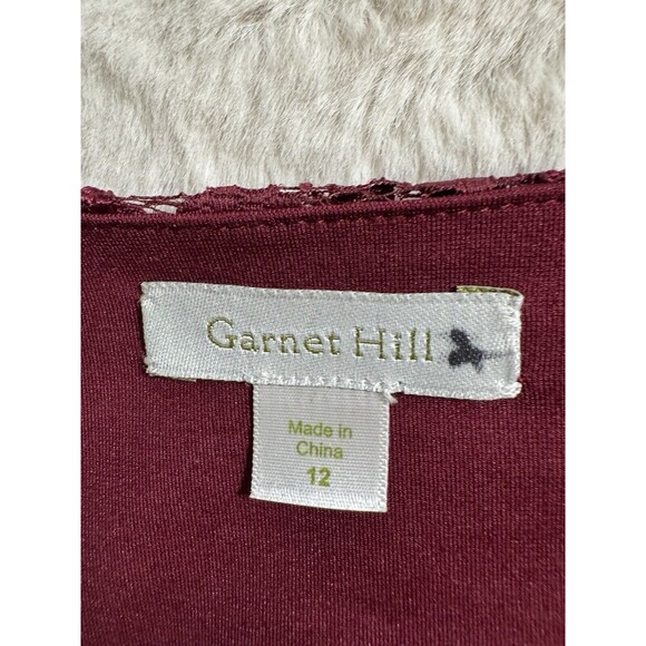 GARNET HILL Dress Maroon Red Lace 3/4 Sleeve Size 12 Wedding Mother Bride EUC - Picture 7 of 8